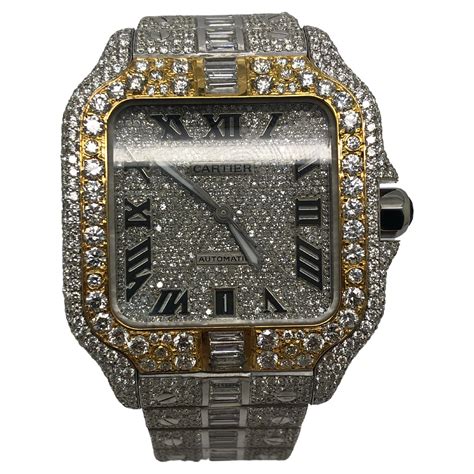 replica cartier watch iced out|cartier iced out diamond watch.